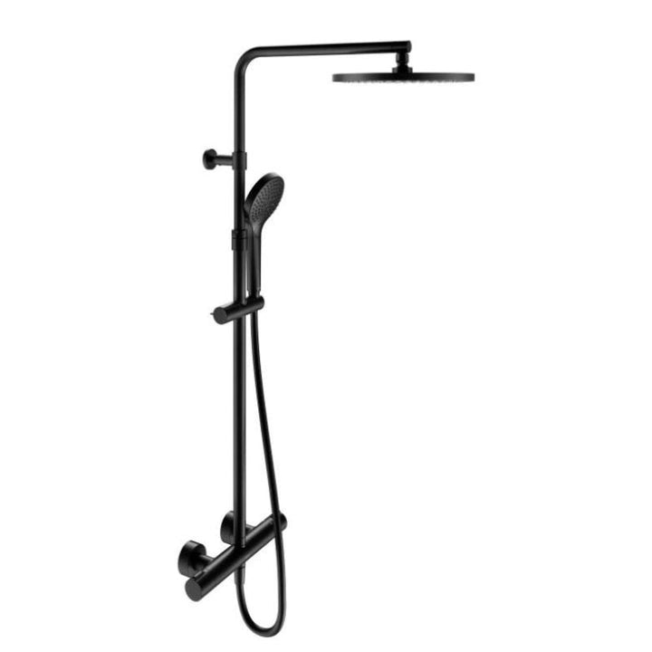 Keuco Plan Blue Matt Black Thermostatic Shower Mixer with Slide Rail