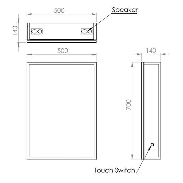 HIB Sound 500mm Bluetooth LED Mirror Cabinet