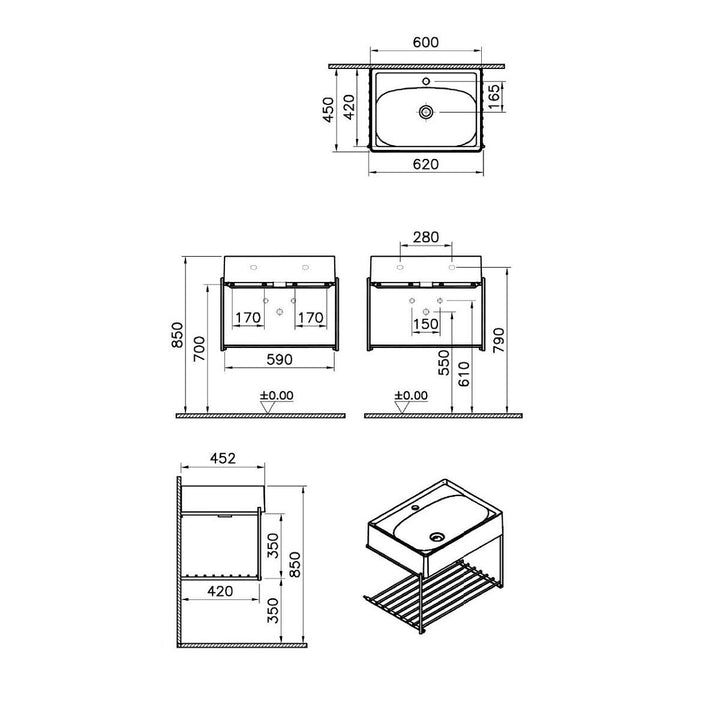 VitrA Equal 60cm Basin With Shelf