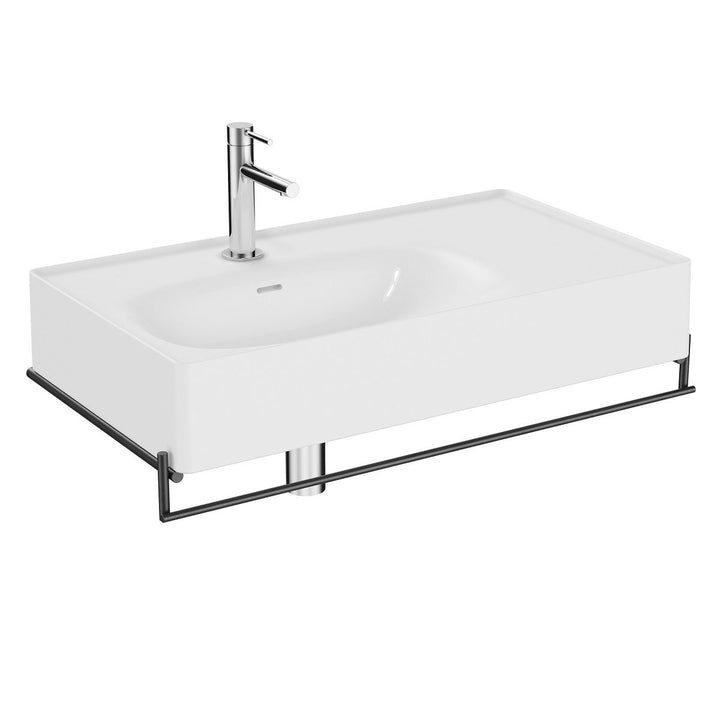 Vitra Equal 80cm symmetrical Basin with Black Towel Rail