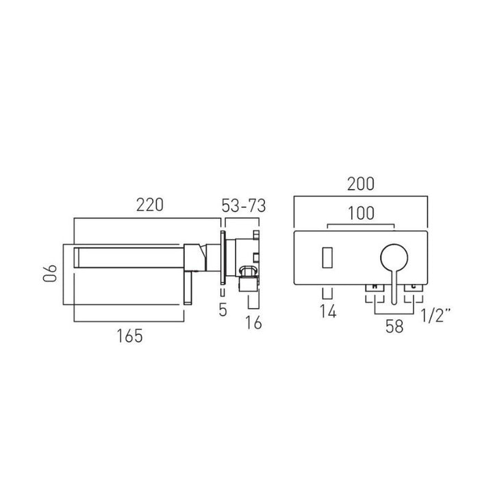 Vado Edit Wall Mounted Basin Mixer Tap In Chrome