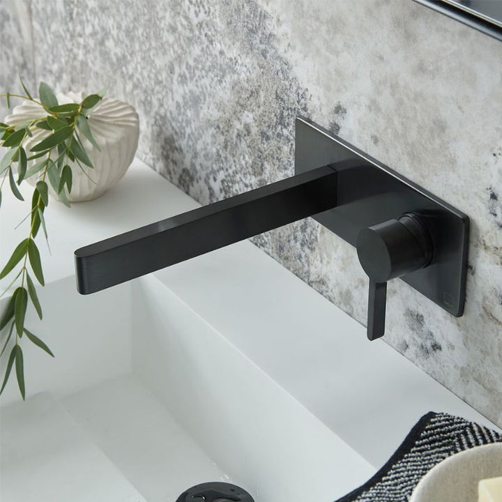 Vado Edit Wall Mounted Basin Mixer Tap In Brushed Black