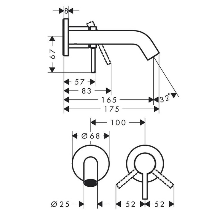 Hansgrohe Tecturis S Wall-Mounted Basin Mixer In Chrome