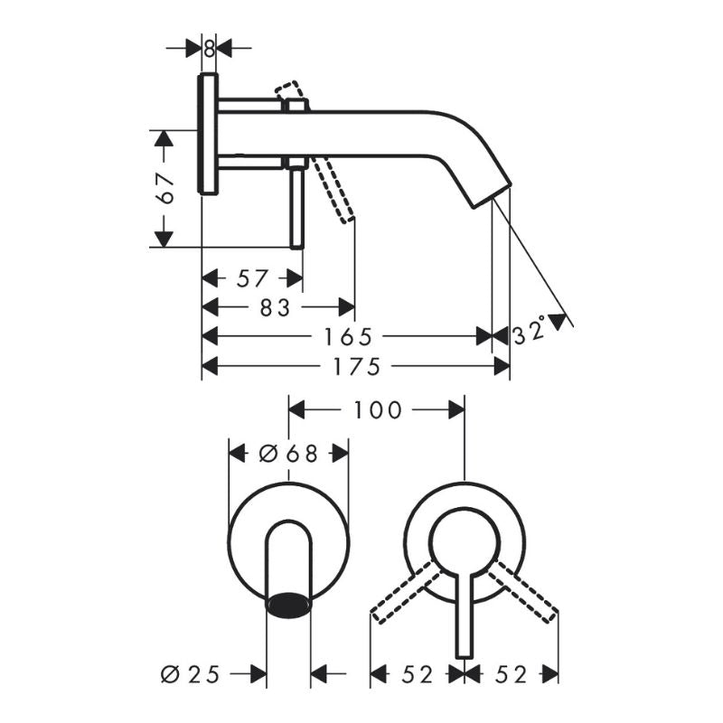 Hansgrohe Tecturis S Wall-Mounted Basin Mixer In Matt Black