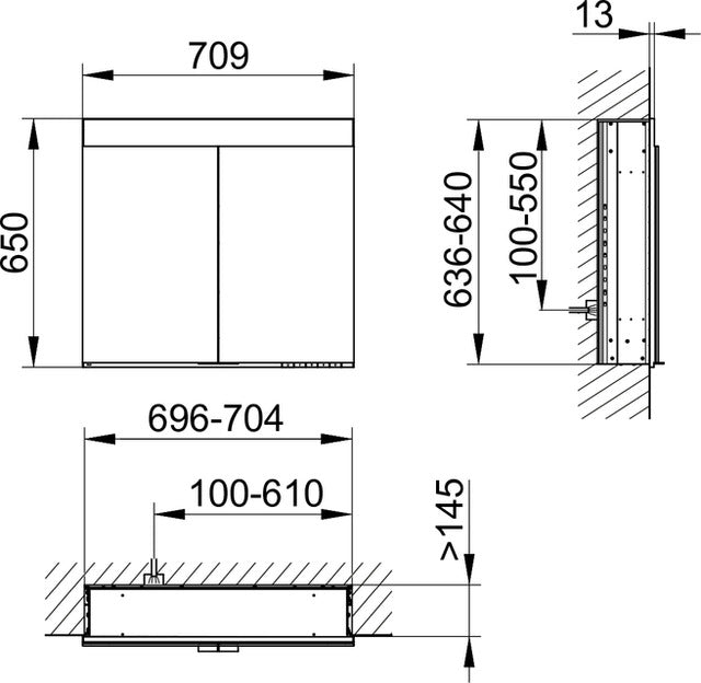 Keuco Edition 400 Cabinet Recessed With Heated Mirrors