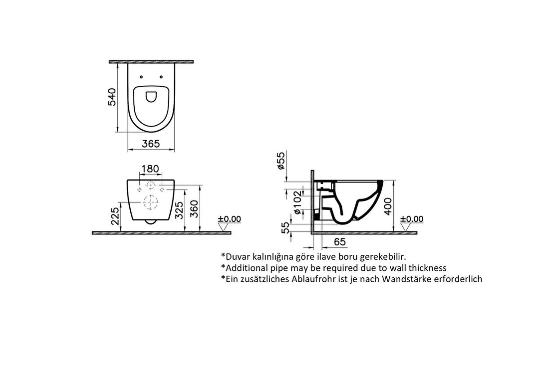 VitrA Sento Rimless Wall Hung Toilet & Seat