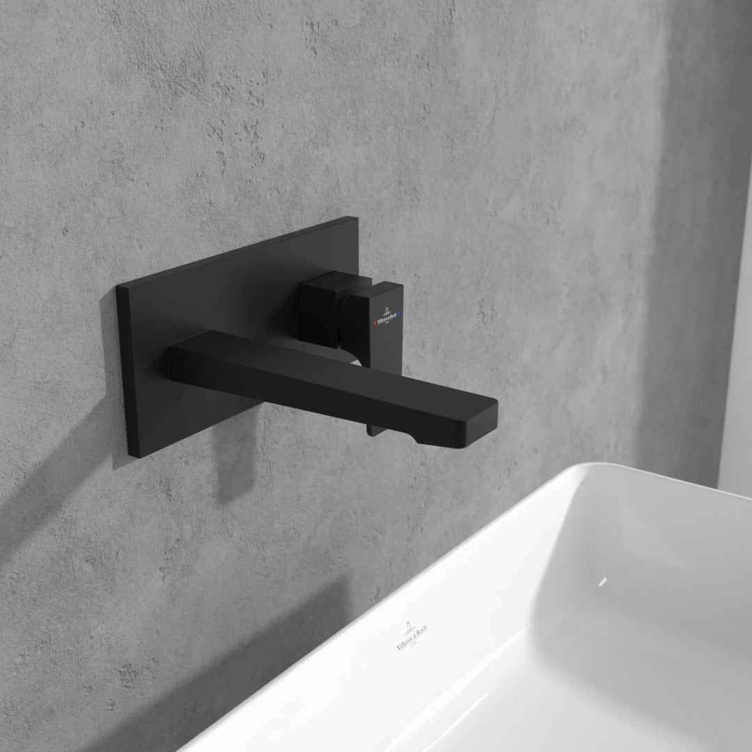 Villeroy & Boch Architectura Square Wall Mounted Single Lever Basin Mixer Matt Black