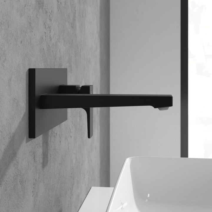 Villeroy & Boch Architectura Square Wall Mounted Single Lever Basin Mixer Matt Black