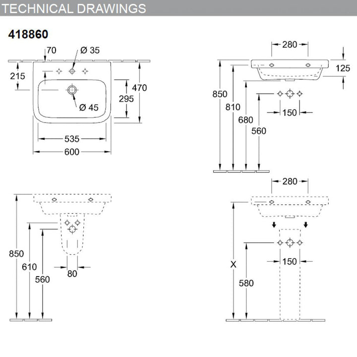 Villeroy & Boch Architectura 1 Tap Hole Washbasin