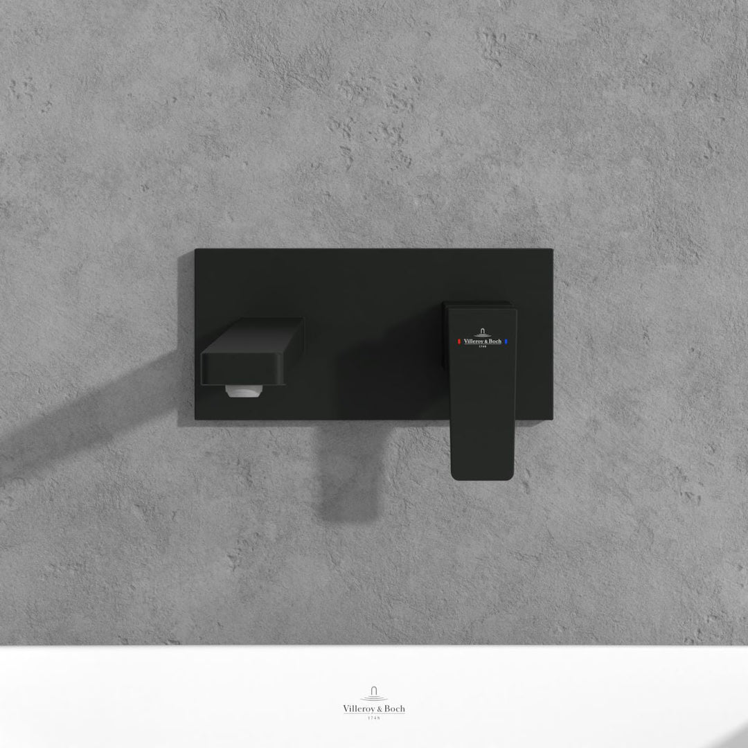 Villeroy & Boch Architectura Square Wall Mounted Single Lever Basin Mixer Matt Black