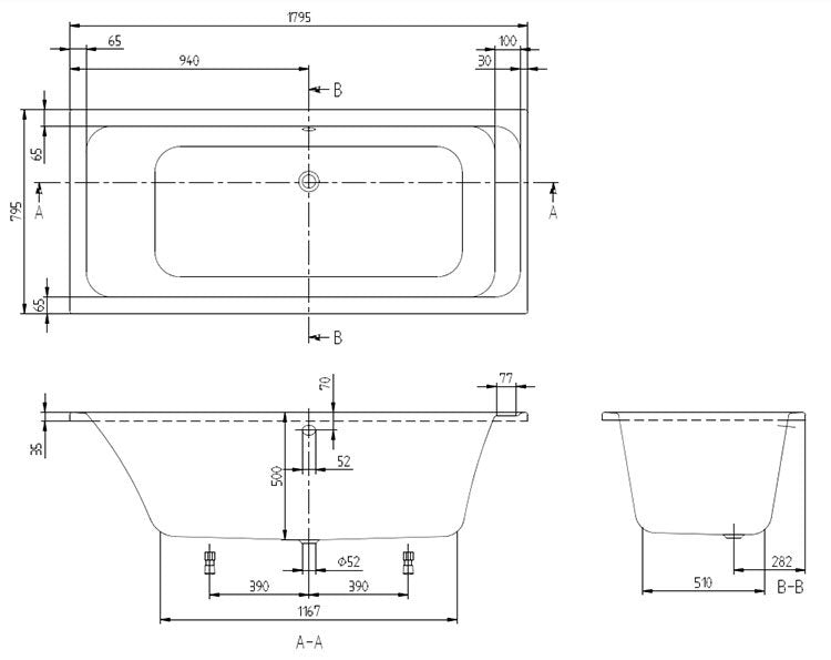 Villeroy & Boch Architectura 1800 x 800mm Double Ended Bath