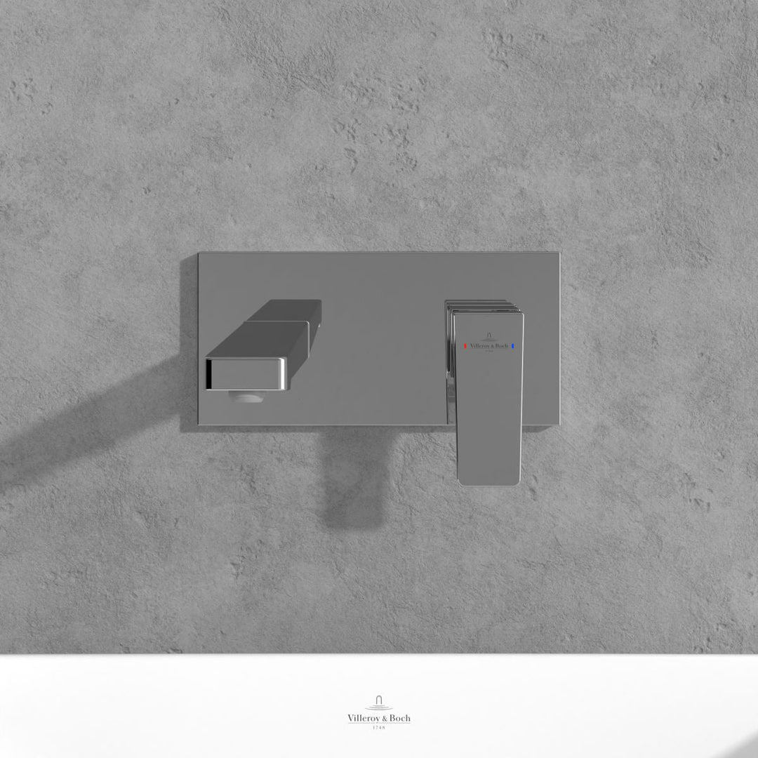 Villeroy & Boch Architectura Square Wall Mounted Single Lever Basin Mixer in Chrome