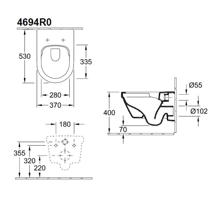 Villeroy & Boch Architectura Rimless Wall Hung Toilet & Soft Close Seat