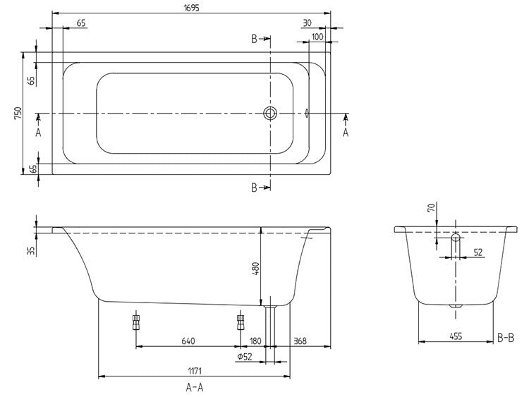 Villeroy & Boch Architectura Single Ended Rectangular Bath