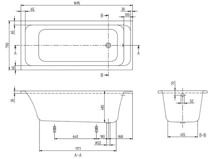 Villeroy & Boch Architectura Single Ended Rectangular Bath