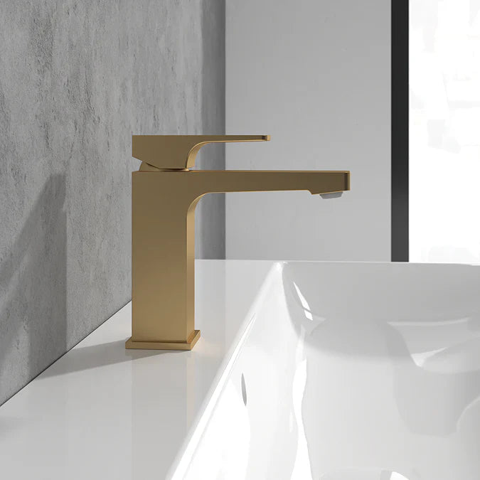 Villeroy & Boch Architectura Square Single Lever Basin Mixer In Brushed Gold