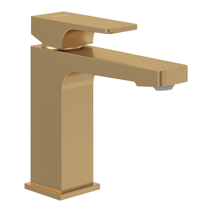 Villeroy & Boch Architectura Square Single Lever Basin Mixer In Brushed Gold