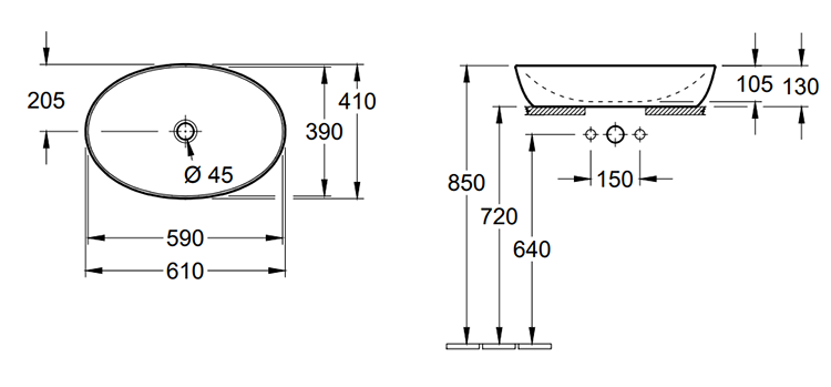 Villeroy & Boch Artis 610 x 410mm Oval Countertop Basin