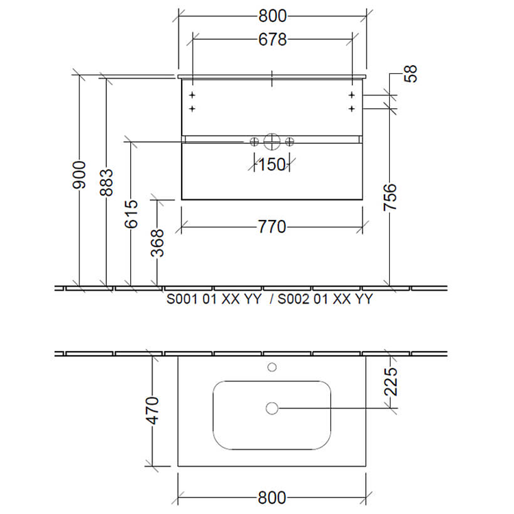 Villeroy & Boch Arto 800mm Vanity Unit & Basin