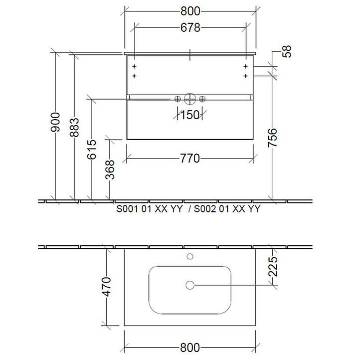 Villeroy & Boch Arto 800mm Vanity Unit & Basin