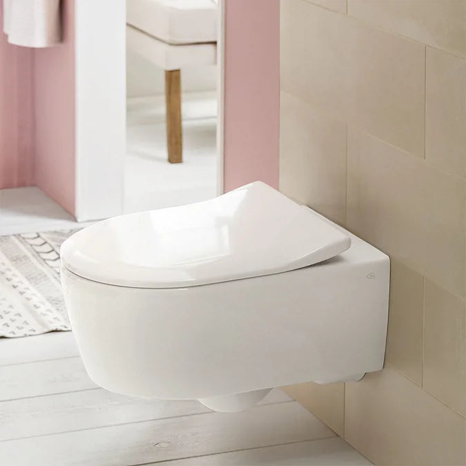 Villeroy & Boch Avento Rimless Wall Hung Toilet With Slim Soft Close Seat