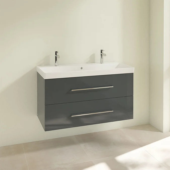 Villeroy & Boch Avento 1000mm Wall Hung 2 Drawer Vanity Unit & 2 Tap Hole Washbasin