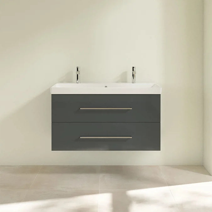 Villeroy & Boch Avento 1000mm Wall Hung 2 Drawer Vanity Unit & 2 Tap Hole Washbasin