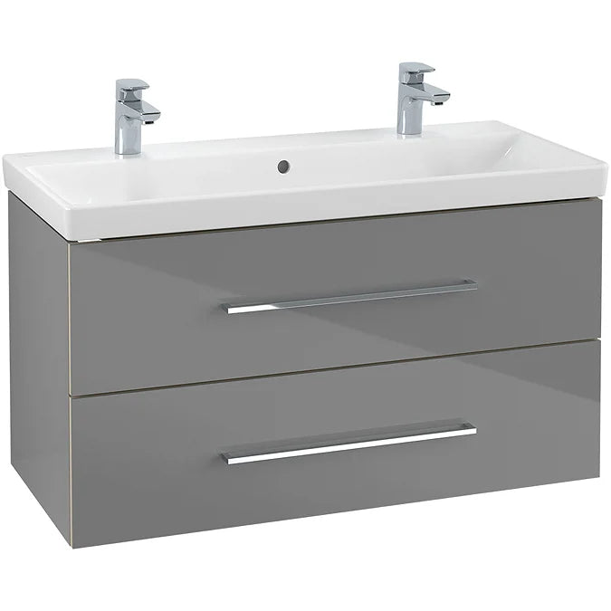 Villeroy & Boch Avento 1000mm Wall Hung 2 Drawer Vanity Unit & 2 Tap Hole Washbasin