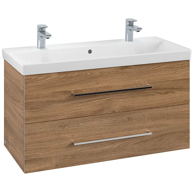 Villeroy & Boch Avento 1000mm Wall Hung 2 Drawer Vanity Unit & 2 Tap Hole Washbasin