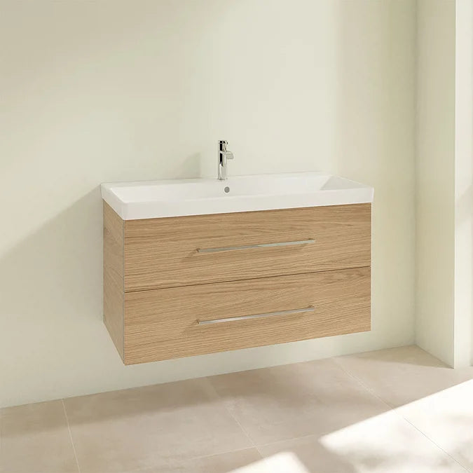 Villeroy & Boch Avento 1000mm Wall Hung 2 Drawer Vanity Unit & 1 Tap Hole Washbasin