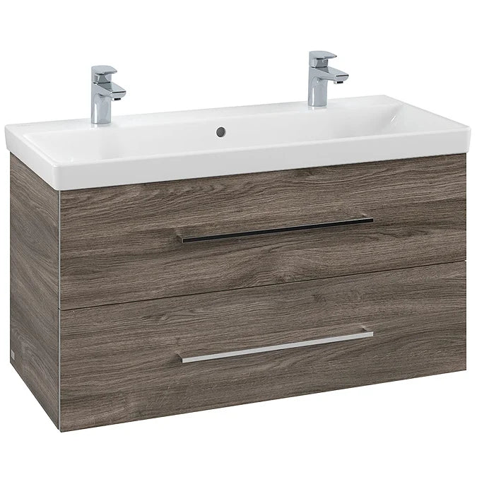 Villeroy & Boch Avento 1000mm Wall Hung 2 Drawer Vanity Unit & 2 Tap Hole Washbasin