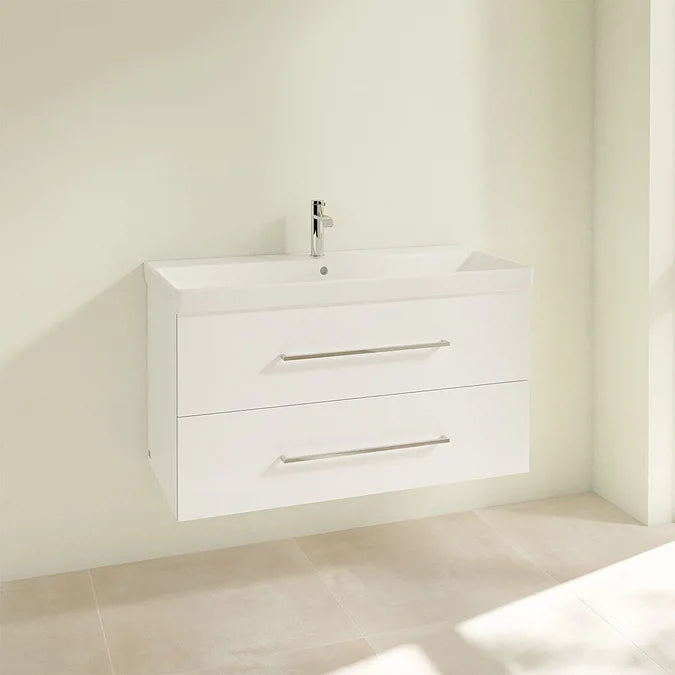 Villeroy & Boch Avento 1000mm Wall Hung 2 Drawer Vanity Unit & 1 Tap Hole Washbasin