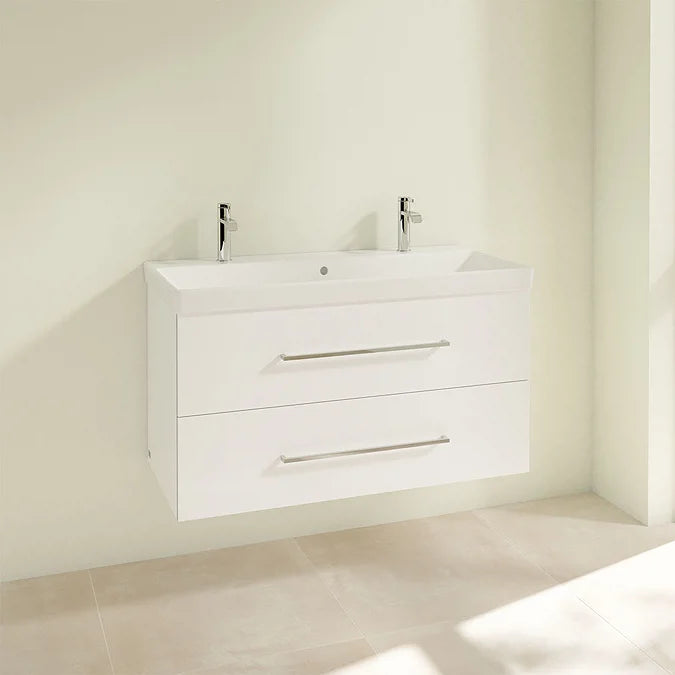 Villeroy & Boch Avento 1000mm Wall Hung 2 Drawer Vanity Unit & 2 Tap Hole Washbasin