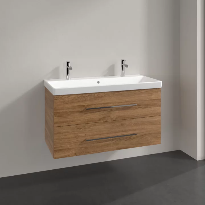 Villeroy & Boch Avento 1000mm Wall Hung 2 Drawer Vanity Unit & 2 Tap Hole Washbasin