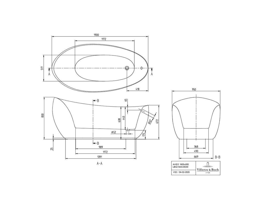 Villeroy & Boch Aveo New Generation 1900mm Freestanding Bath