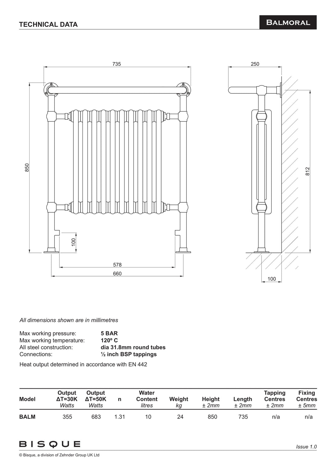 Zehnder Balmoral Radiator