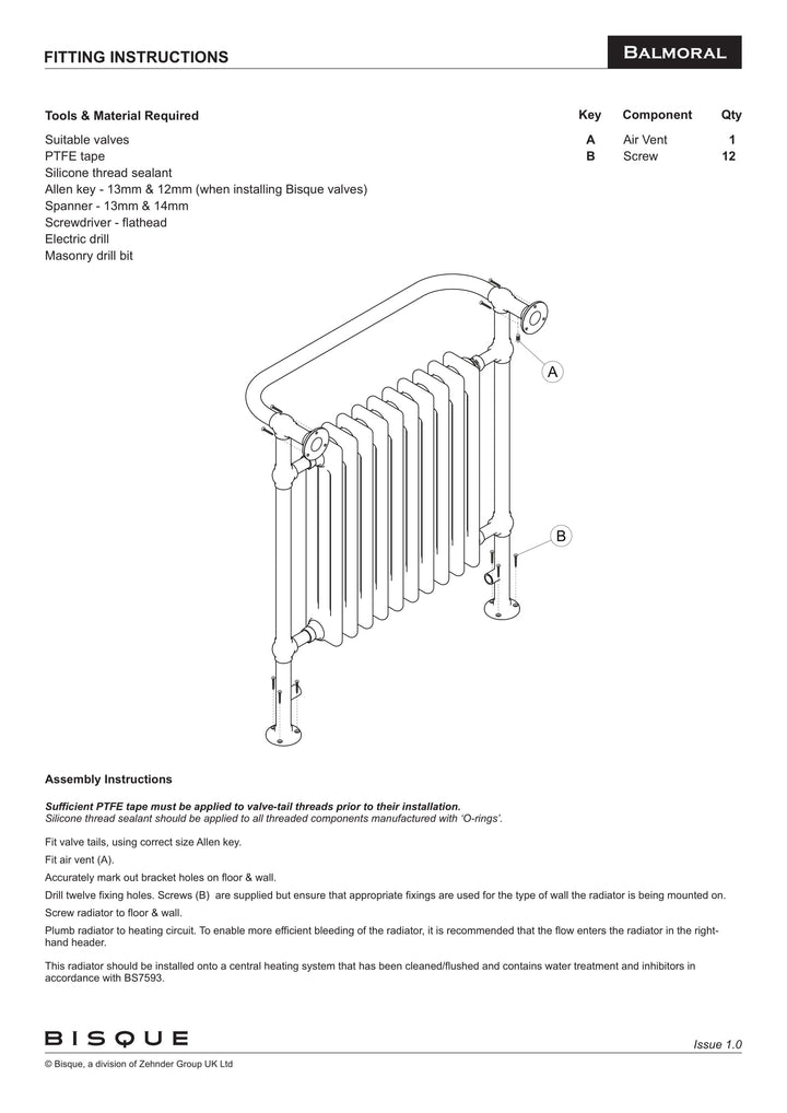 Zehnder Balmoral Radiator