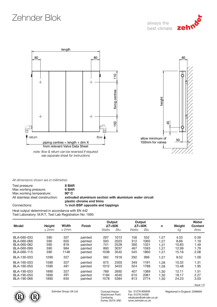 Zehnder Blok Vertical Radiator