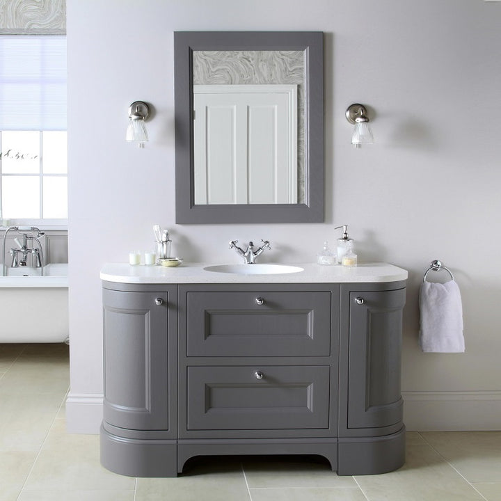 Burbidge Tetbury 1340mm Curved Vanity Unit with Solid Surface Worktop & Integrated Basin