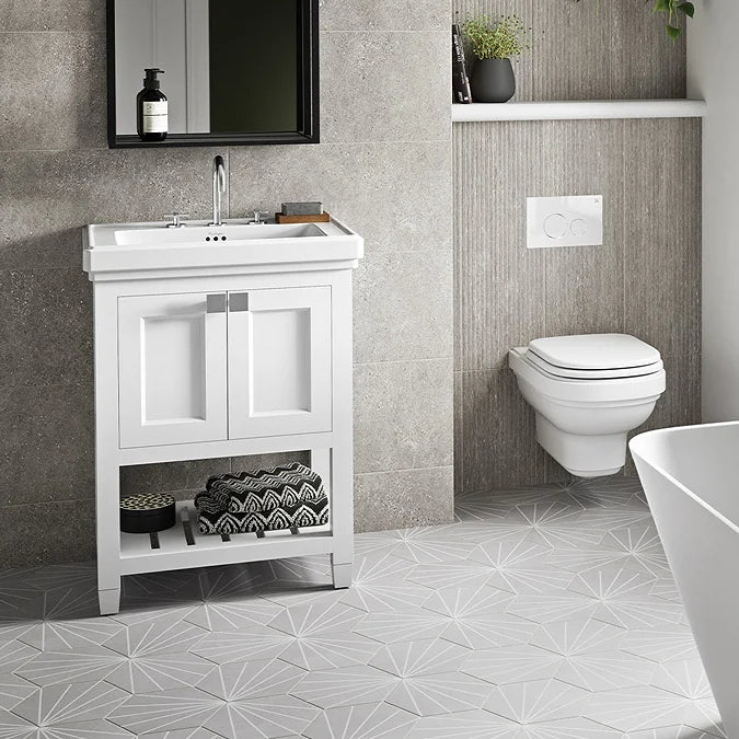 Burlington Riviera Matt White 580mm Vanity Unit with Square Basin