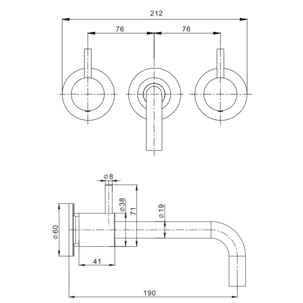 Crosswater MPRO Slate Wall Mounted Bath 3 Hole Set