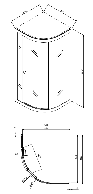 Crosswater Clear 6 Single Door Quadrant Shower Enclosure In Brushed Brass