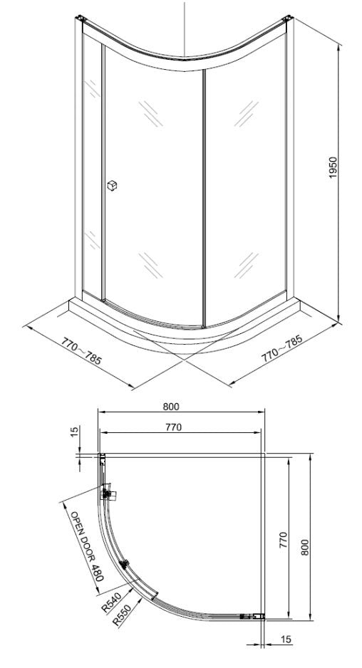 Crosswater Clear 6 Single Door Quadrant Shower Enclosure In Brushed Brass