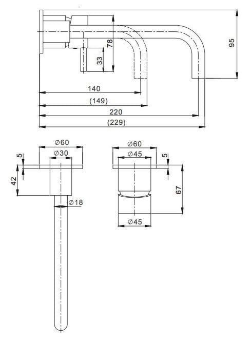 Crosswater MPRO Slate Wall Mounted Basin 2 Hole Set