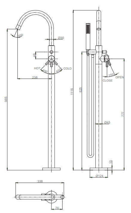 Crosswater MPRO Slate Floorstanding Bath Shower Mixer