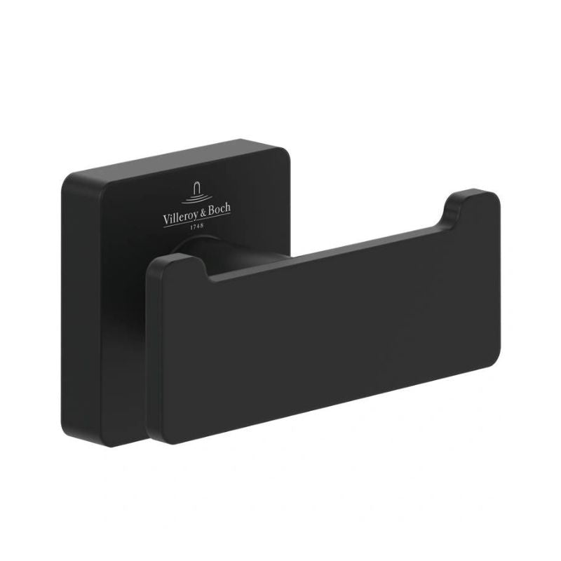 Villeroy & Boch Elements Striking Double Robe Hook In Matt Black