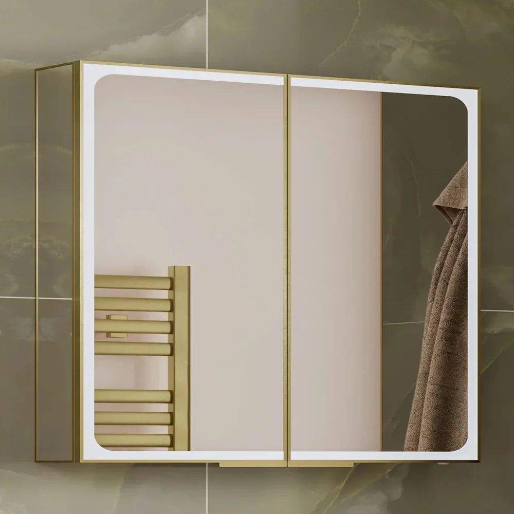 HiB Euna 80 LED Mirror Cabinet Brushed Brass