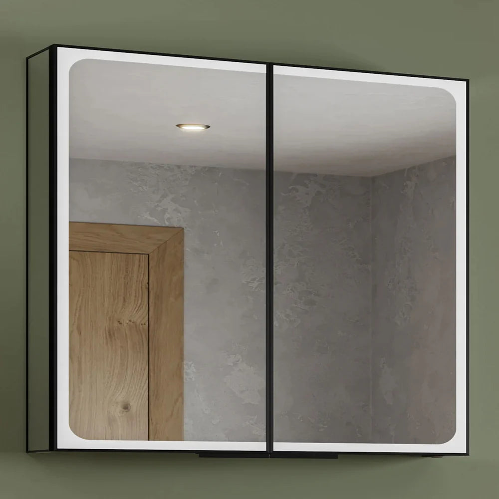 HiB Euna 80 LED Mirror Cabinet Black