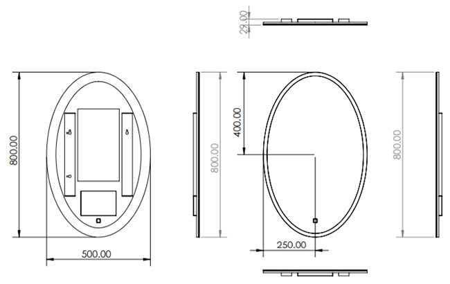 HIB Arena 80 LED Ambient Oval Mirror