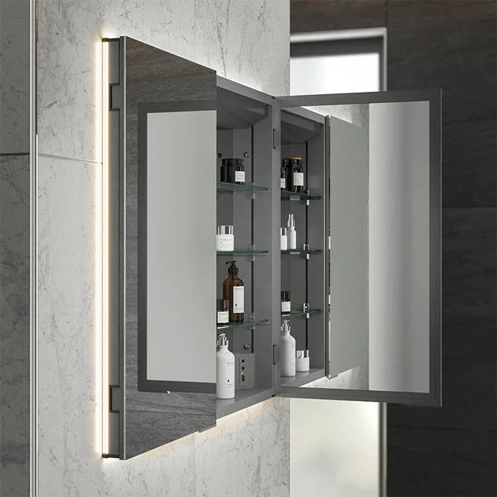 HIB Atrium 60 Semi-Recessed LED Aluminium Mirror Cabinet